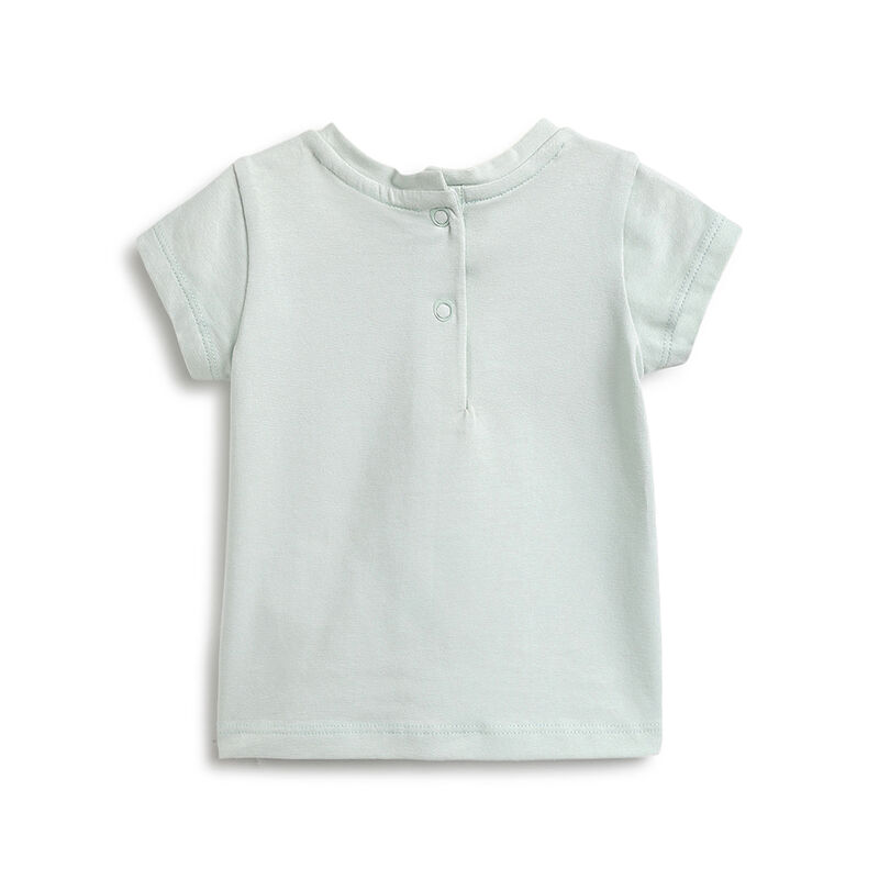 Girls Light Green Floral Printed Short Sleeve T-Shirt image number 1